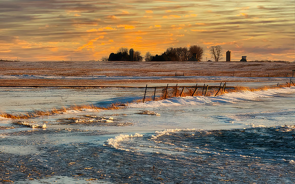 Winter Sunset, Genoa, IL