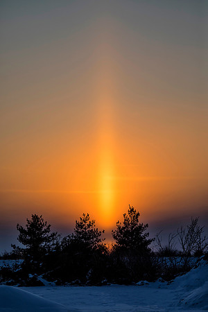 Sun Pillar, New Years Eve, St. Charles, IL