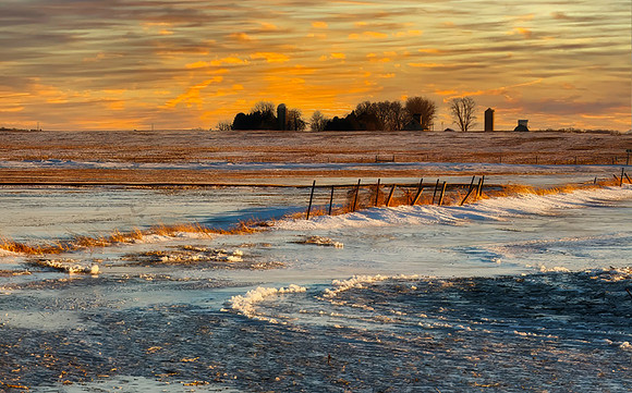 Winter Sunset, Genoa, IL