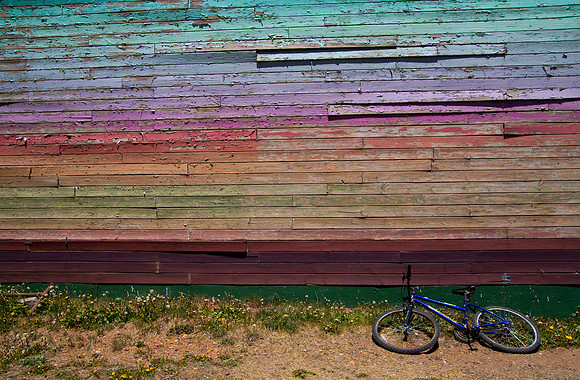 Rainbow Wall and Bicycle, Silerton, Colorado