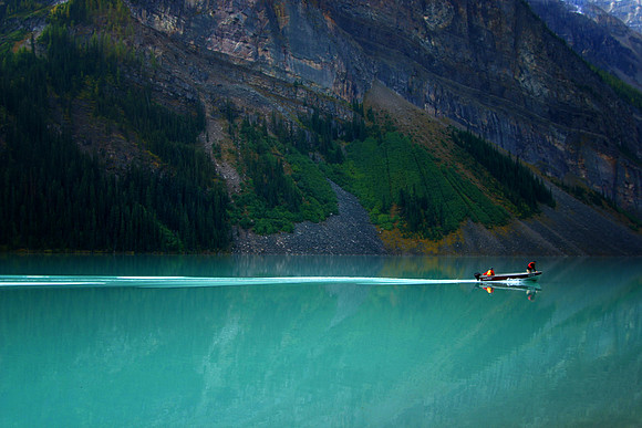 Slicing Across Lake Louise, Banff National Park, Alberta, Canada