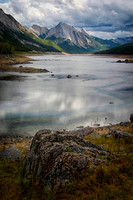 Granite Boulder at Medicine Lake, Jasper National Park, Alberta, Canada