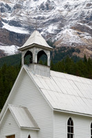 St. Joseph's Roman Catholic Church and Mt. Stephen, Field, Yoho National Park, British Columbia, Canada