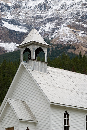 St. Joseph's Roman Catholic Church and Mt. Stephen, Field, Yoho National Park, British Columbia, Canada