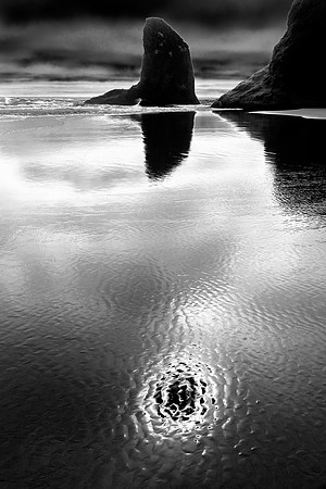 Sea Stacks and Reflection, Bandon Beach, Bandon, OR