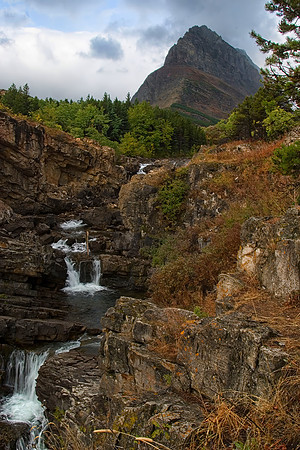 Cascading Falls, Many Glacier Area, Glacier National Park, MT