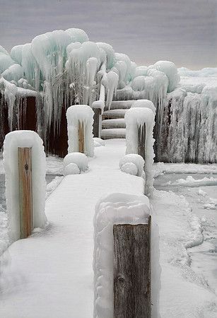 Dock Dressed in Ice, Door County, WI (January 22, 2016, 12:25pm)