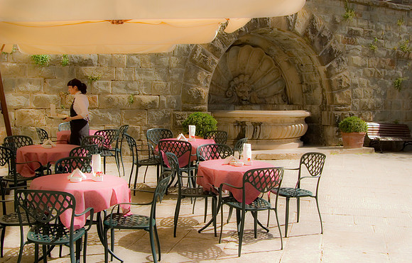 Server at Cafe, Radda in Chianti, Italy