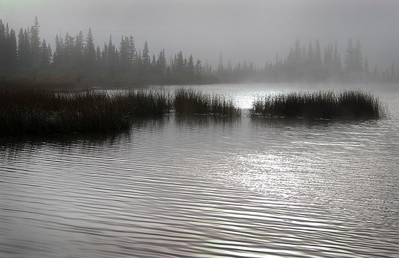 Fog at Sunrise, Vermillion Lakes, Banff National Park, Alberta, Canada