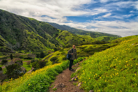 Sheryl Hiking the Cavern Point Loop Trail, Santa Cruz Island, Channel Islands National Park, CA (2017)