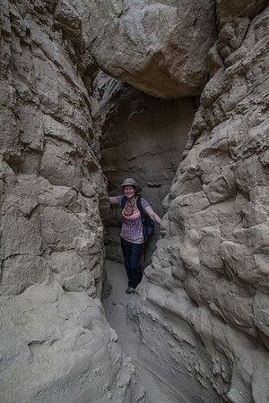 Sheryl Under Chokestone in The Slot, Anza Borrego Desert State Park, CA (2017)