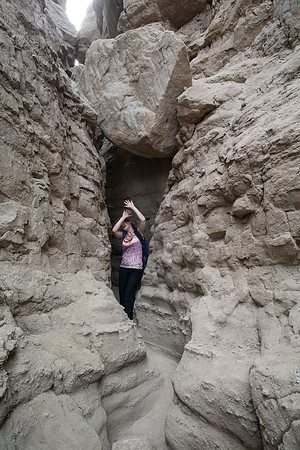 Sheryl Beneath Chokestone in The Slot, Anza Borrego Desert State Park, CA (2017)