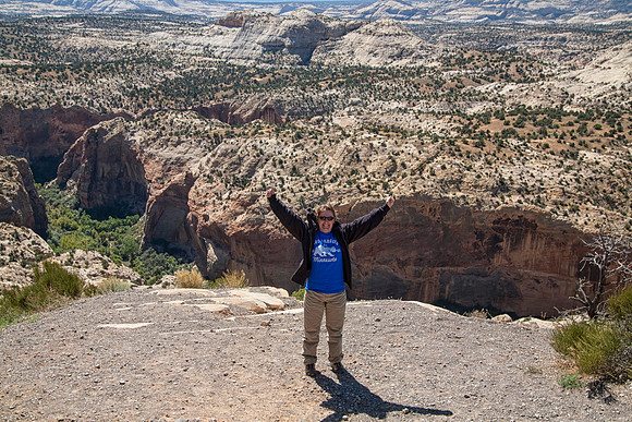 Sheryl at Escalante Canyon Overlook, Scenic Route 12, Escalante, UT (2016)
