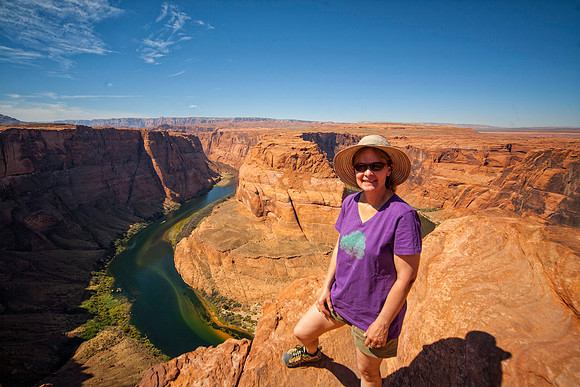 Sheryl at Horseshoe Bend of the Colorado, Page, AZ (2016)
