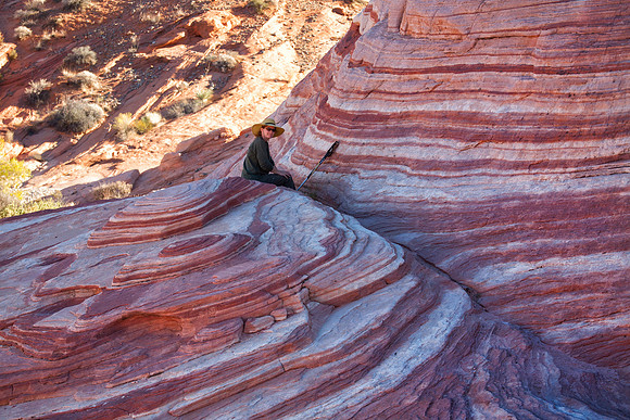 Sheryl Finding Some Shade at the Fire Wave, Valley of Fire State Park, NV (2014)