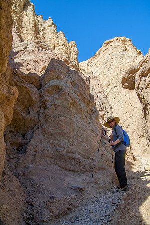 Sheryl About to Startup Canyon Chute, Golden Canyon, Death Valley National Park, CA (2014)