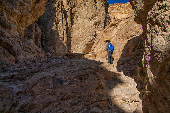 Sheryl Heading Up Golden Canyon, Death Valley National Park, CA (2014)