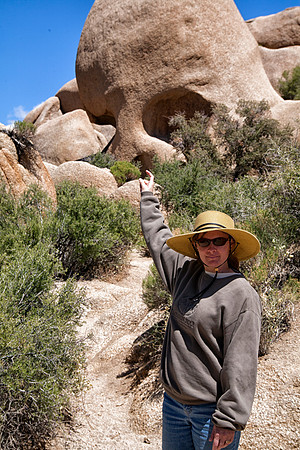 Sheryl Picking the Nose of Skull Rock, Joshua Tree National Park, CA (2010)