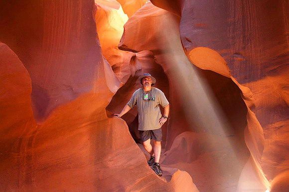 Dan With Sun Shaft, Lower Antelope Canyon, Page, AZ (2010)