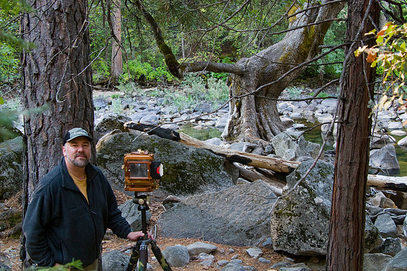 Dan Photographing the Ansel Adams Tree, Merced River, Yosemite National Park, CA (2007)