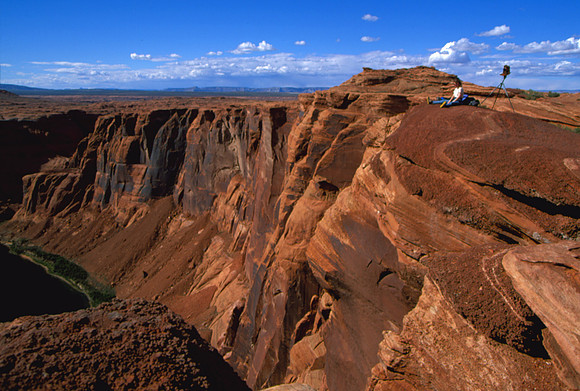 Sheryl Soaking in the View While I Scoped Out Vantage Points, Horseshoe Bend of the Colorado, Page, AZ (2003)