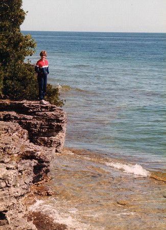 Sheryl at Cave Point, Jacksonport, Door County, WI (1986)