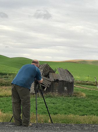 Dan Photographing Collapsed Barn, Palouse, WA