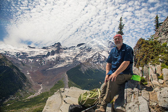 Dan at Emmons Glacier Overlook, Burroughs Mountain Trail, Mt. Rainier National Park, WA (2019)