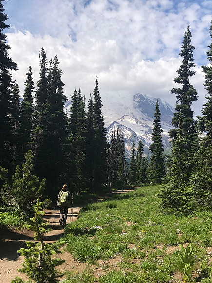 Sheryl Hiking the Skyline Trail, Mt. Rainier National Park, WA (2019)
