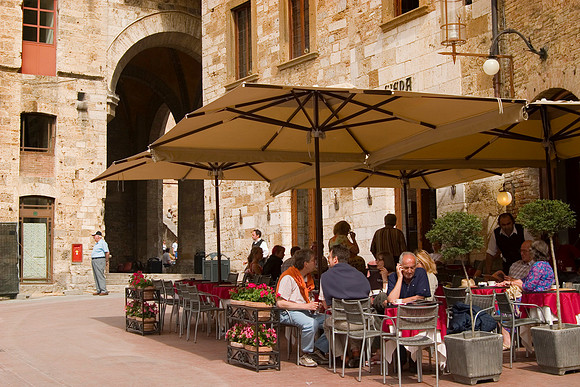 Cafe, Hotel la Cisterna, San Gimignano, Italy