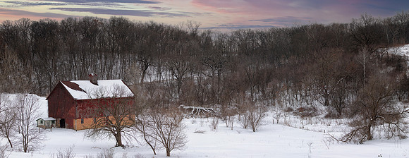 Winter Barn and Hillside, Wisconsin