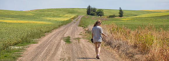 Sheryl on a Palouse Road, Washington
