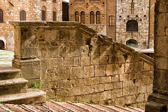 Steps at Basilica di San Gimignano, San Gimignano, Italy