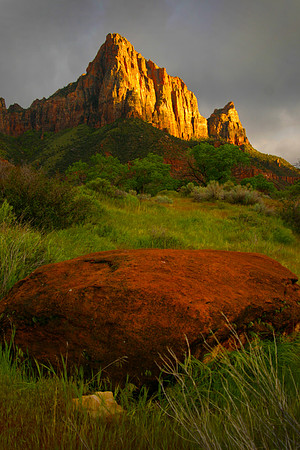 The Watchman and Red Rock, Zion National Park, UT