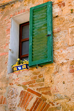 Window and Green Shutter, Monteriggioni, Italy