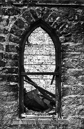 Charred Gothic Church Window, Eleroy, IL