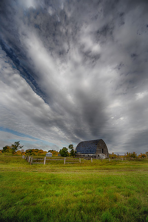 Autumn Sky, Blue Barn, Renville County, ND