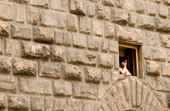 Peering Out Over the Piazza, Florence, Italy