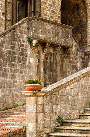 Planter and Steps, San Gimignano, Italy