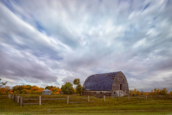 Autumn Sky, Blue Barn, Renville County, ND