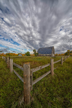 Autumn Sky, Blue Barn, Renville County, ND