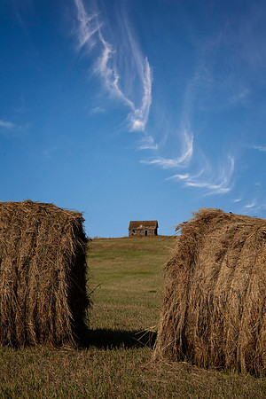 Farm House and Hay Bales, Ward County, ND