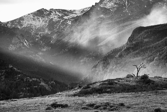 Sun Shaft and Forest Fire, Rocky Mountain National Park, CO